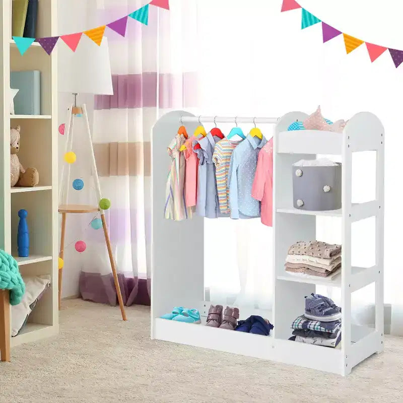 Armadio/Guardaroba per Travestimenti per Bambini Rosa/Bianco con Specchio — Per Età 2+