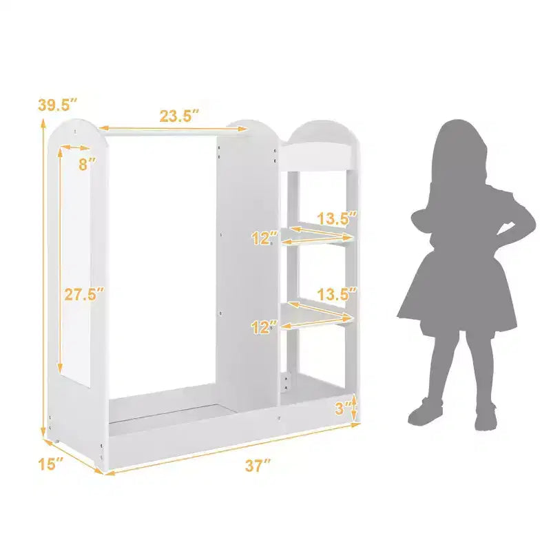 Armadio/Guardaroba per Travestimenti per Bambini Rosa/Bianco con Specchio — Per Età 2+