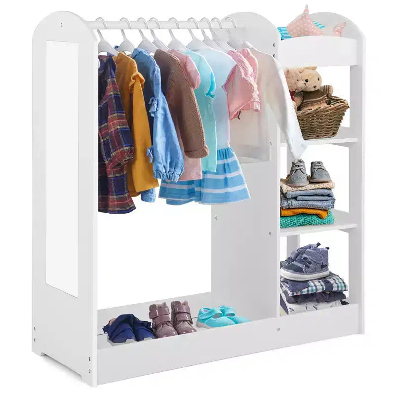 Armadio/Guardaroba per Travestimenti per Bambini Rosa/Bianco con Specchio — Per Età 2+