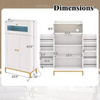 Dispensa da Cucina Bianca e Oro con Luci LED e Presa di Corrente, Montaggio per 1 Persona