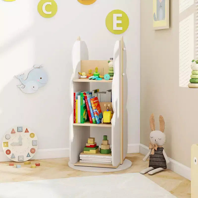 Libreria per bambini girevole a 360° bianca, 5 ripiani, 1 bambino