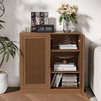 PexFix Modular Sideboard Cabinet with Storage Farmhouse Buffet Cabinet with Rattan Panels for Living Room Kitchen Dining Room Entryway
