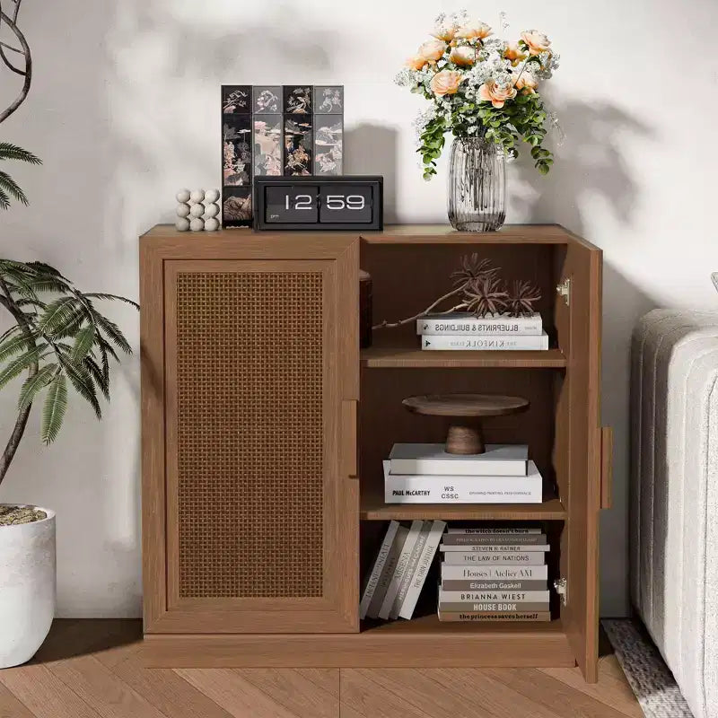 PexFix Modular Sideboard Cabinet with Storage Farmhouse Buffet Cabinet with Rattan Panels for Living Room Kitchen Dining Room Entryway