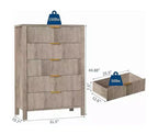 Comò a 5 cassetti cannettato, rovere/frassino rovere, singolo