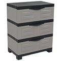 HomeRoots 30 Gray And Black Heavy Duty Plastic Three Drawer Utility Cabinet