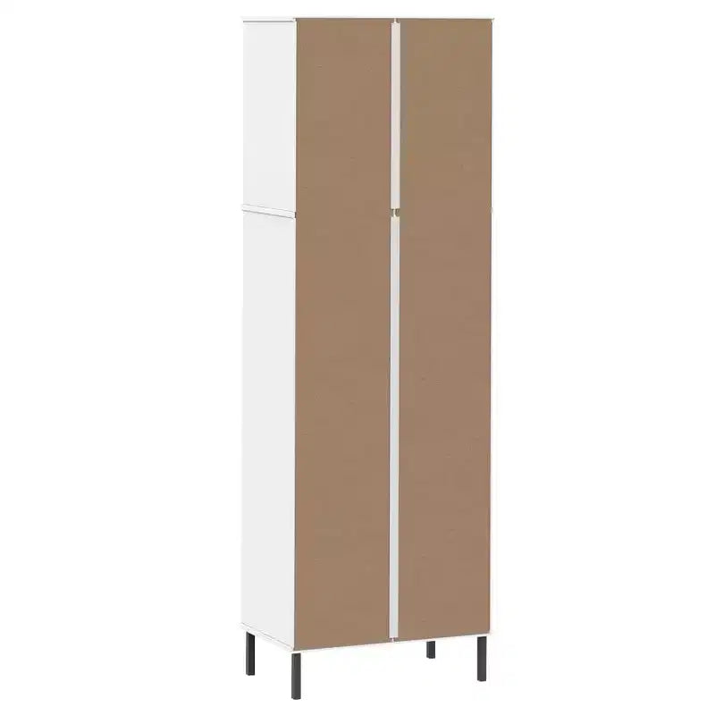 Libreria in Legno Massello di Pino Marrone/Bianco con 2 Cassetti e 4 Ripiani
