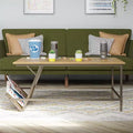GDFStudio Sora Contemporary Coffee Table with Unique Side Shelf