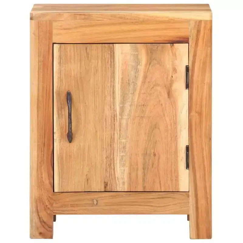 Comodino marrone in legno massello di acacia, anta singola, uso singolo
