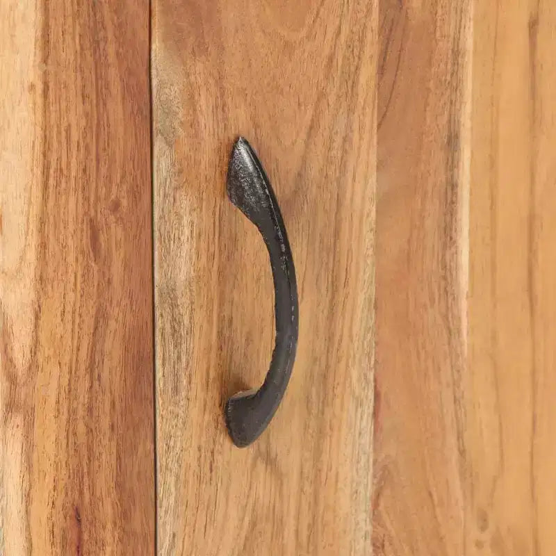 Comodino marrone in legno massello di acacia, anta singola, uso singolo
