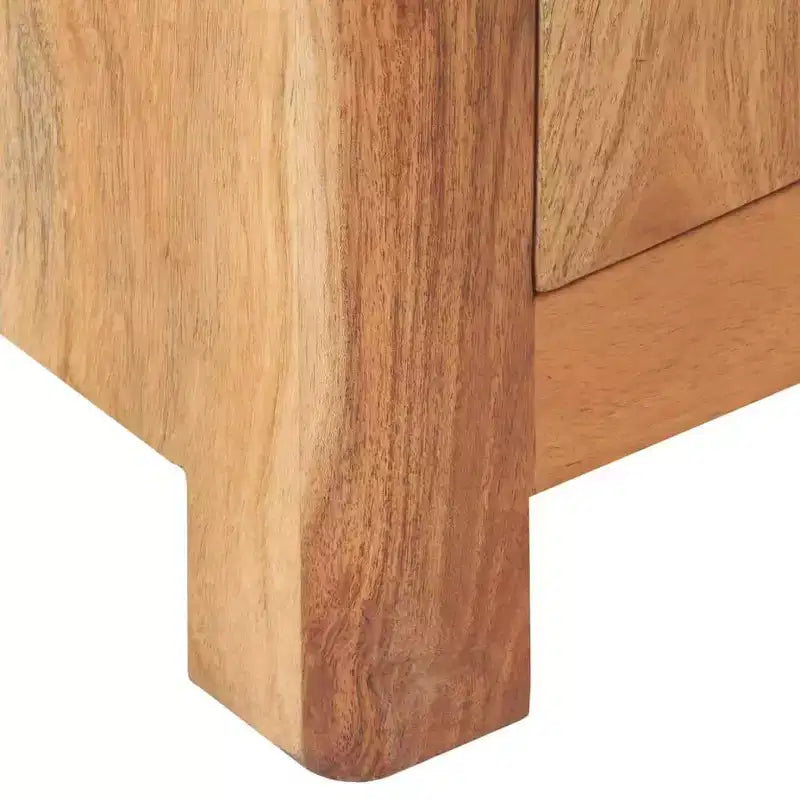 Comodino marrone in legno massello di acacia, anta singola, uso singolo