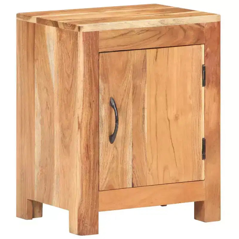 Comodino marrone in legno massello di acacia, anta singola, uso singolo