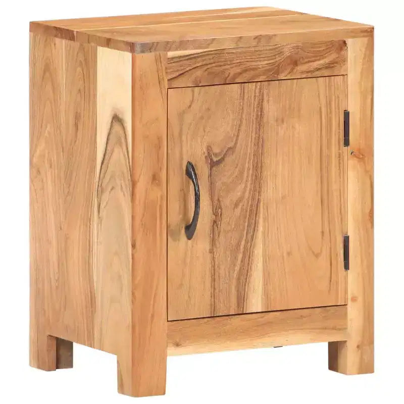 Comodino marrone in legno massello di acacia, anta singola, uso singolo