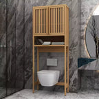 Mobiletto portatutto da bagno in bambù naturale, salvaspazio, 3 ripiani, montaggio a 1 persona