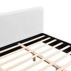 Letto imbottito in Bouclé bianco con piattaforma e testiera a LED – Queen/King, 1–2 persone