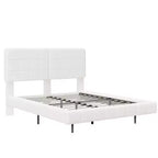 Letto imbottito in Bouclé bianco con piattaforma e testiera a LED – Queen/King, 1–2 persone