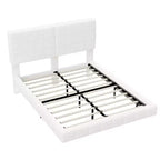 Letto imbottito in Bouclé bianco con piattaforma e testiera a LED – Queen/King, 1–2 persone