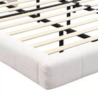 Letto imbottito in Bouclé bianco con piattaforma e testiera a LED – Queen/King, 1–2 persone