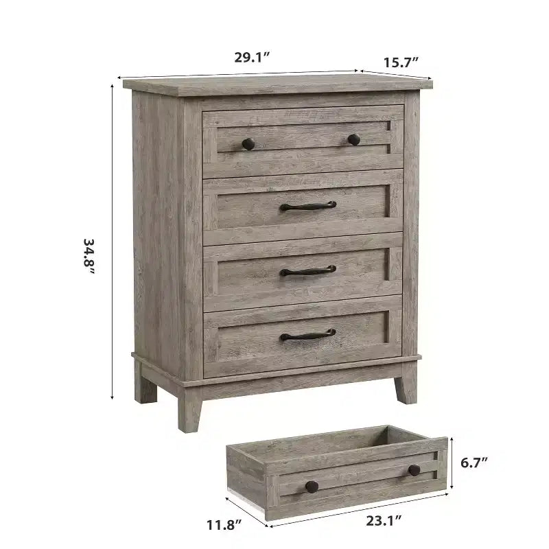 Comò verticale a 5 cassetti Nero/Grigio/Noce, Cassettiera a unità singola