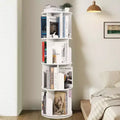 Acekool 4-Tier Rotating Bookshelf, 360 Wood Corner Bookcase Organizer for Small Spaces, Spinning Display Tower for Bedroom, Living Room