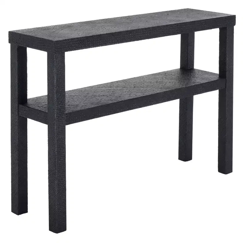 Consolle a 2 ripiani naturale/blu marino/turchese – Stile costiero, 1 pezzo