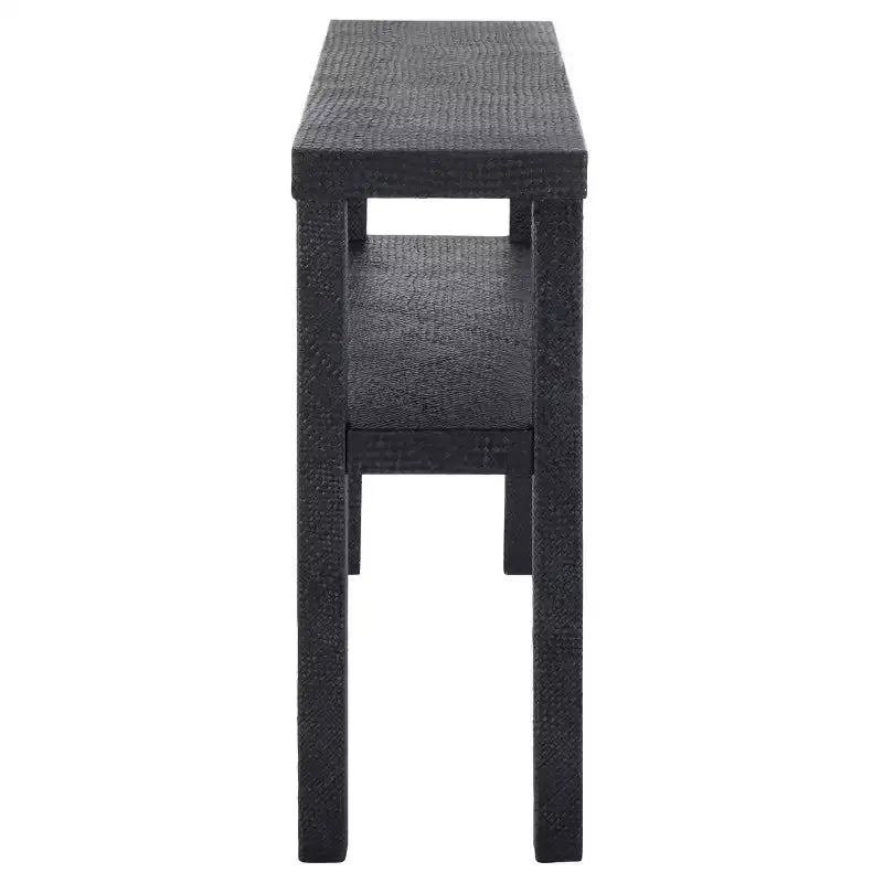 Consolle a 2 ripiani naturale/blu marino/turchese – Stile costiero, 1 pezzo