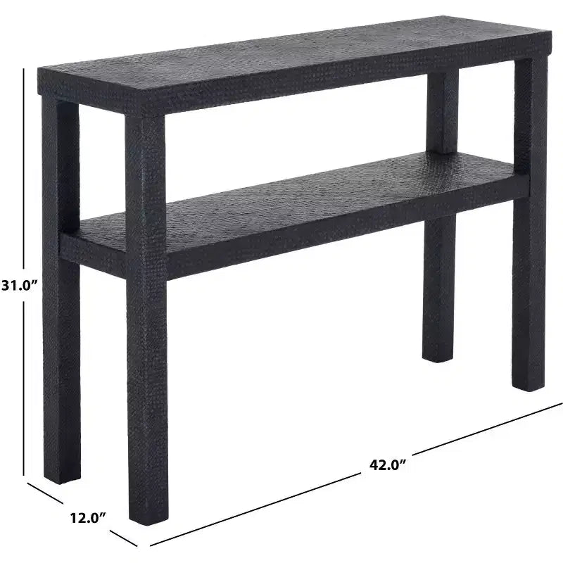 Consolle a 2 ripiani naturale/blu marino/turchese – Stile costiero, 1 pezzo