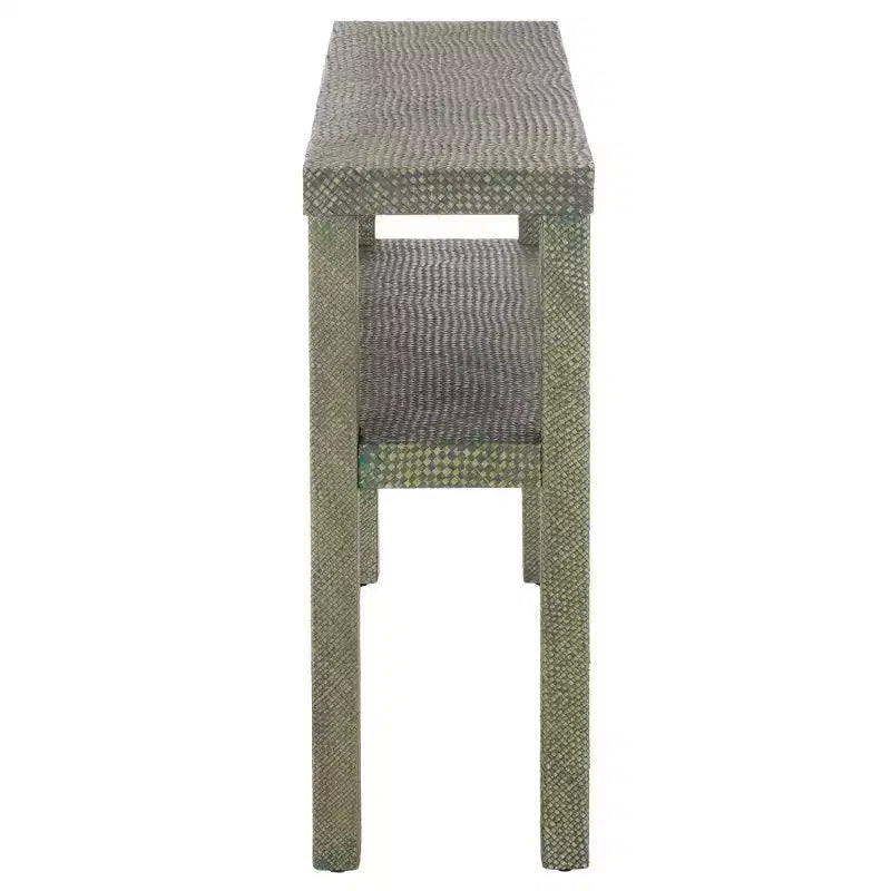 Consolle a 2 ripiani naturale/blu marino/turchese – Stile costiero, 1 pezzo