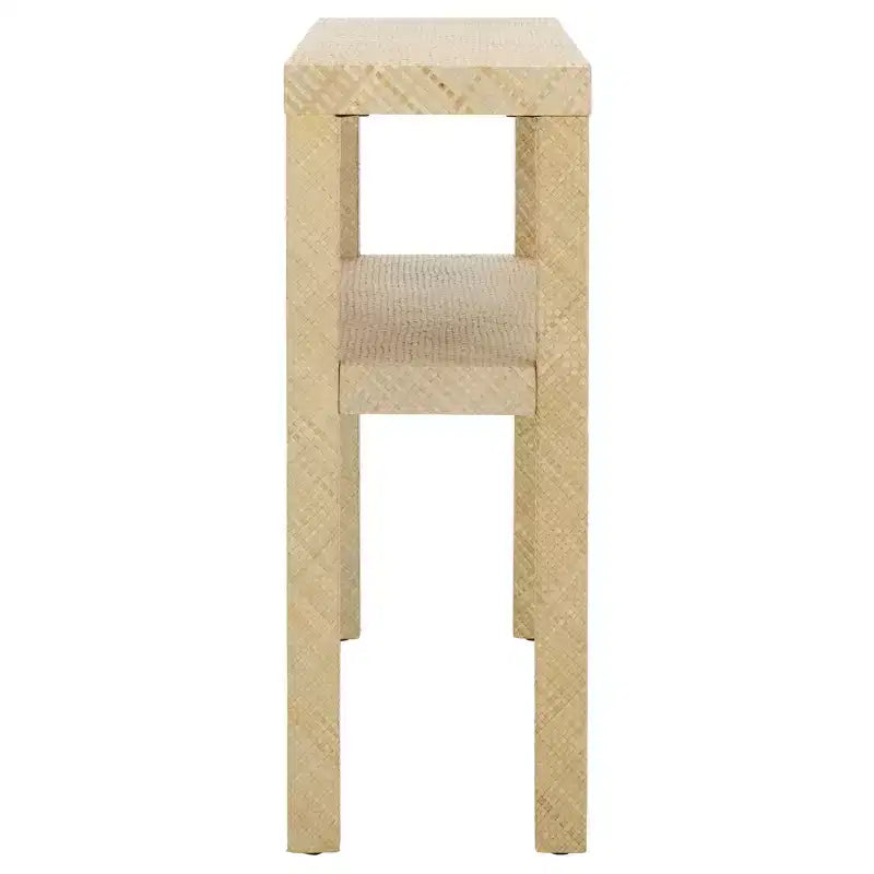 Consolle a 2 ripiani naturale/blu marino/turchese – Stile costiero, 1 pezzo