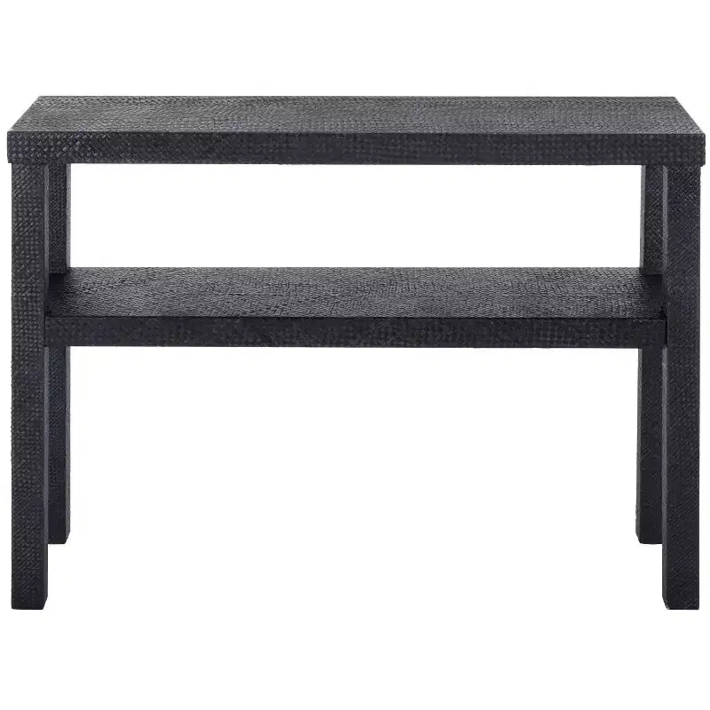 Consolle a 2 ripiani naturale/blu marino/turchese – Stile costiero, 1 pezzo