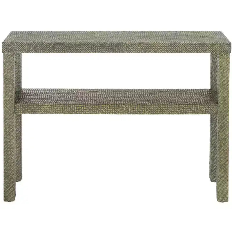 Consolle a 2 ripiani naturale/blu marino/turchese – Stile costiero, 1 pezzo