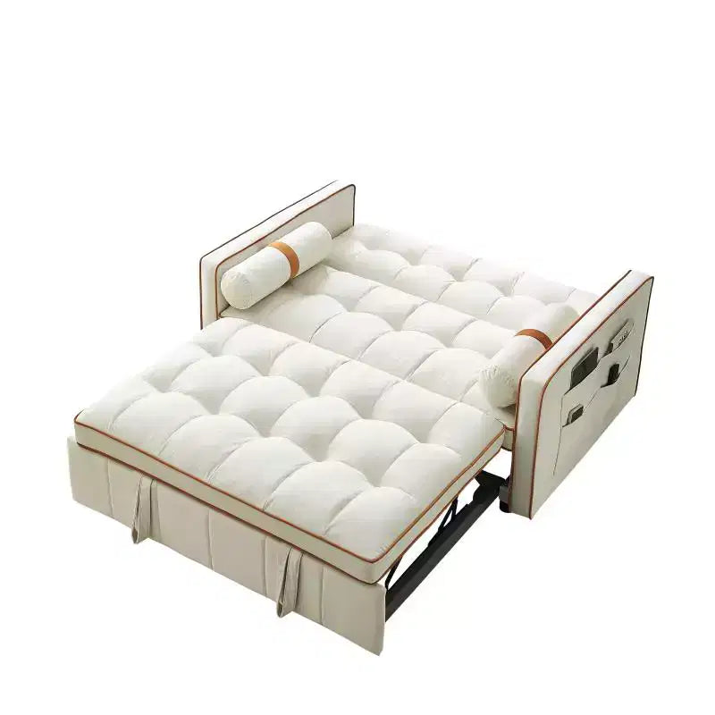 Divano letto estraibile in velluto grigio, 2 posti, larghezza 141 cm