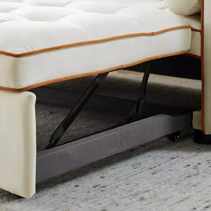 Divano letto estraibile in velluto grigio, 2 posti, larghezza 141 cm