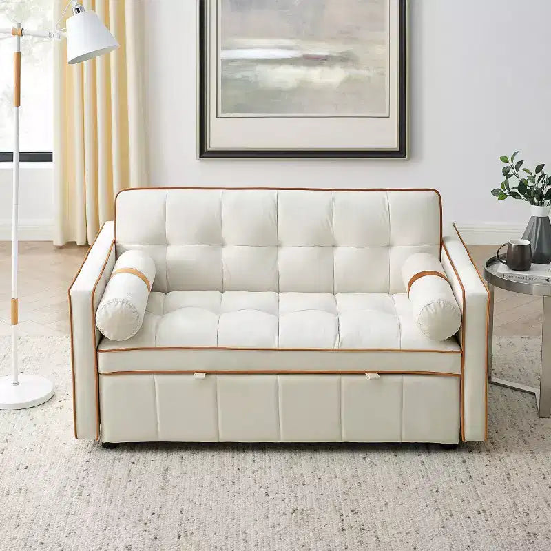 Divano letto estraibile in velluto grigio, 2 posti, larghezza 141 cm