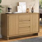 Mobile contenitore in rovere naturale/beige, 2 ante e 3 cassetti, autoportante