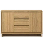 Mobile contenitore in rovere naturale/beige, 2 ante e 3 cassetti, autoportante