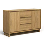 Mobile contenitore in rovere naturale/beige, 2 ante e 3 cassetti, autoportante
