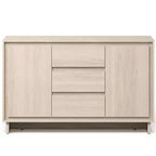 Mobile contenitore in rovere naturale/beige, 2 ante e 3 cassetti, autoportante