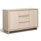 Mobile contenitore in rovere naturale/beige, 2 ante e 3 cassetti, autoportante