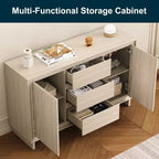 Mobile contenitore in rovere naturale/beige, 2 ante e 3 cassetti, autoportante