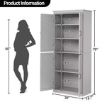 Mobile dispensa autoportante a 4 ante bianco antico/grigio, armadio contenitore alto 178 cm