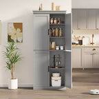 Mobile dispensa autoportante a 4 ante bianco antico/grigio, armadio contenitore alto 178 cm