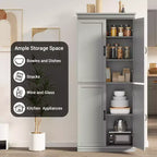 Mobile dispensa autoportante a 4 ante bianco antico/grigio, armadio contenitore alto 178 cm