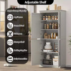 Mobile dispensa autoportante a 4 ante bianco antico/grigio, armadio contenitore alto 178 cm