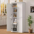 Mobile dispensa autoportante a 4 ante bianco antico/grigio, armadio contenitore alto 178 cm