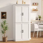 Mobile dispensa autoportante a 4 ante bianco antico/grigio, armadio contenitore alto 178 cm