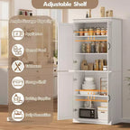 Mobile dispensa autoportante a 4 ante bianco antico/grigio, armadio contenitore alto 178 cm