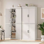 Mobile dispensa autoportante a 4 ante bianco antico/grigio, armadio contenitore alto 178 cm