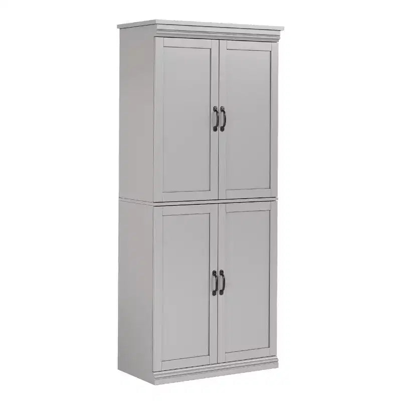Mobile dispensa autoportante a 4 ante bianco antico/grigio, armadio contenitore alto 178 cm