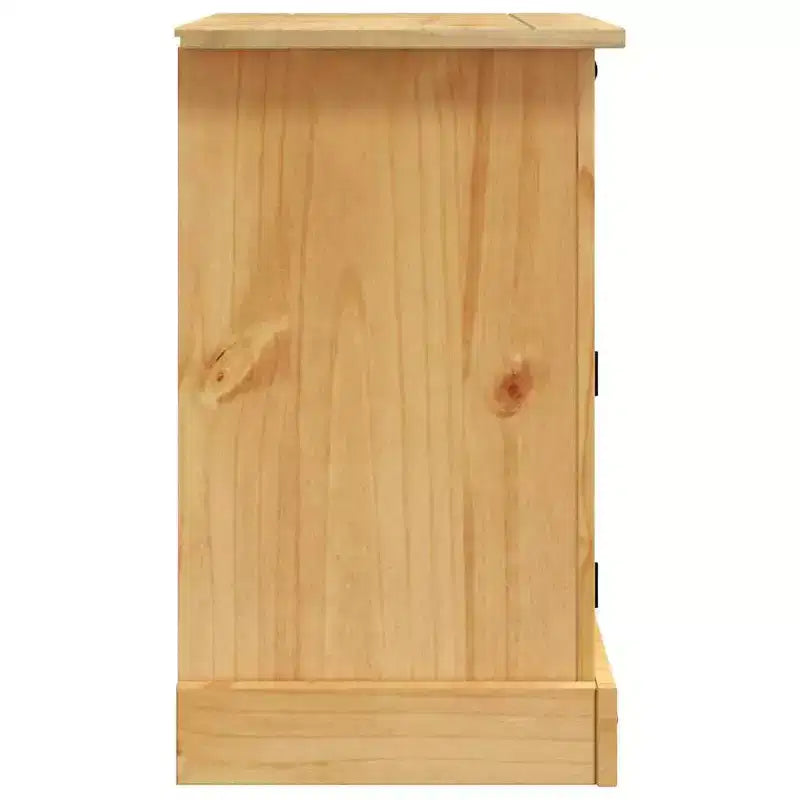 Comodino rustico in pino marrone/bianco con cassetto e armadietto, singolo