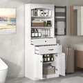 78 Tall Cabinet with Doors and Drawers, Freestanding Storage Bookshelf Bookcase Pantry Space Saver White
